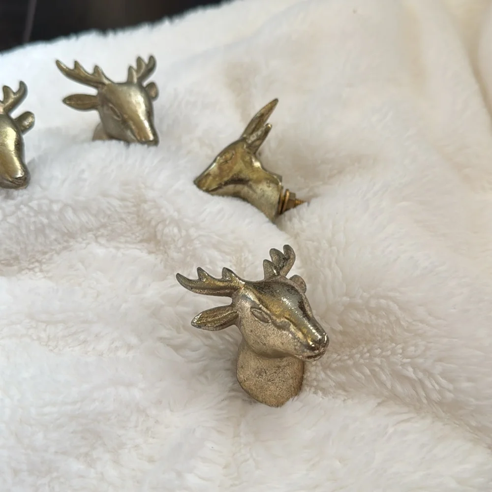 Set of Four Gold Deer Head Knobs